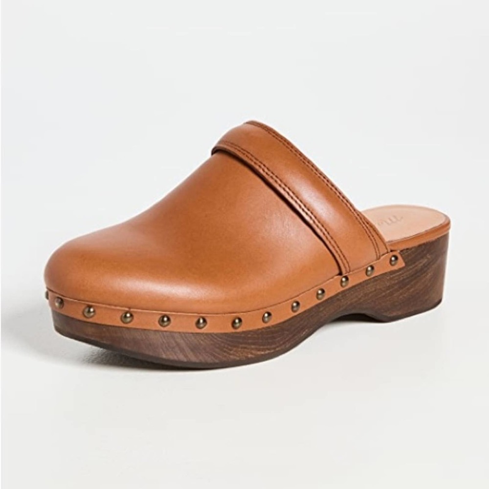 Madewell The Cecily Clogs Oiled Leather English Saddle Size 9 NEW